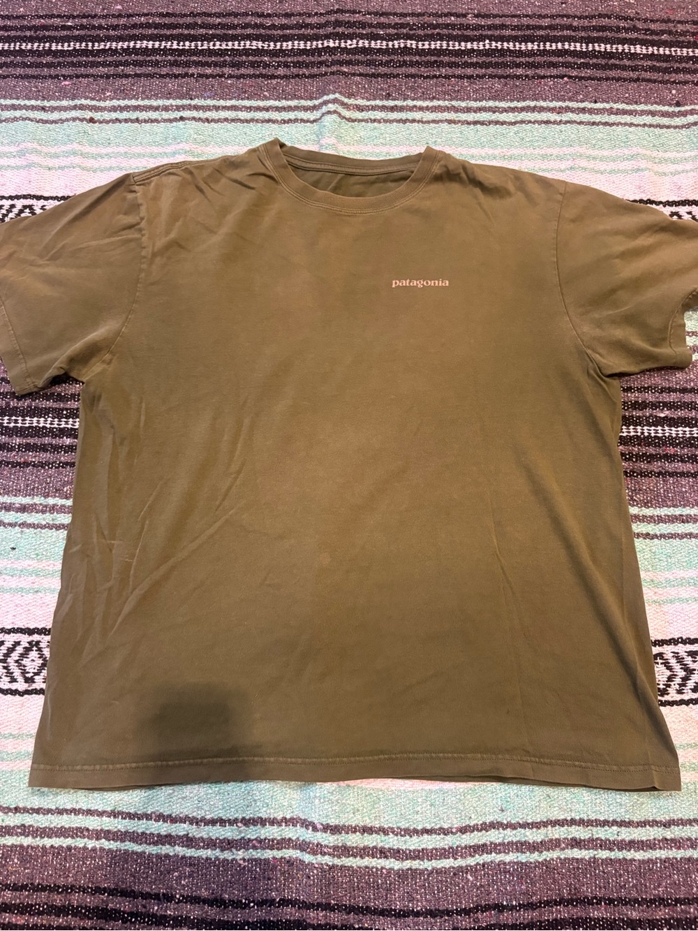 Patagonia Olive Green Crew Neck Logo Tee SIZE UNKNOWN
